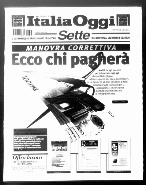 Italia oggi : quotidiano di economia finanza e politica